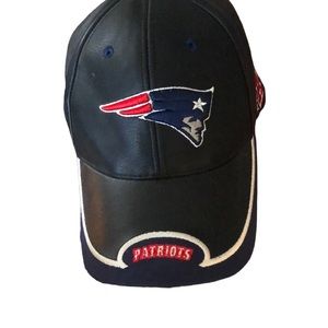 NFL NEW ENGLAND PATRIOTS large black hat genuine leather baseball cap